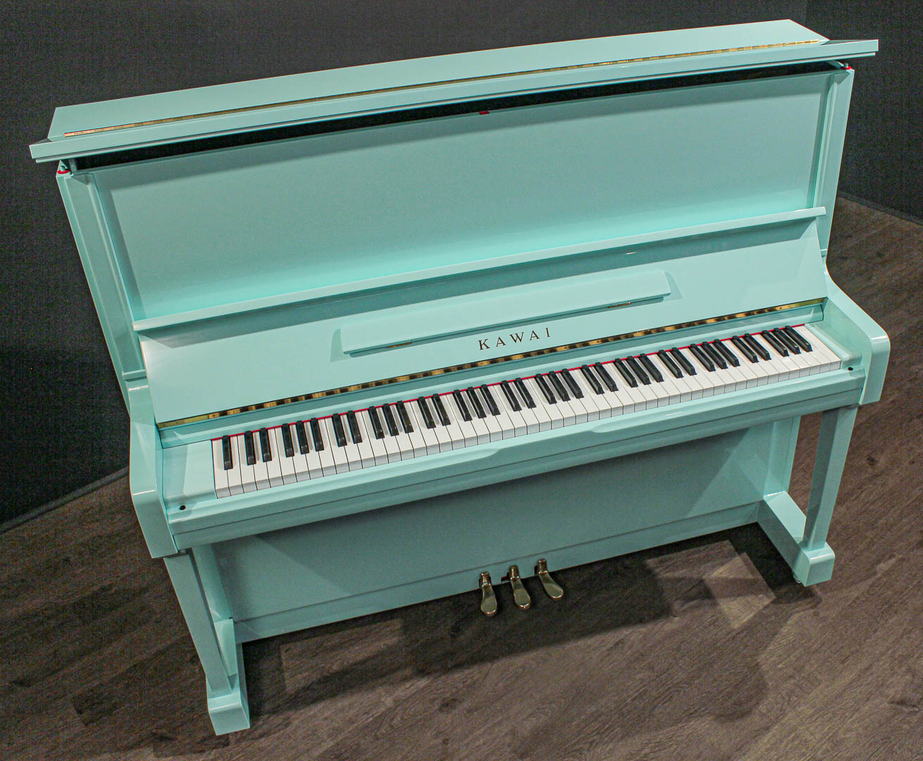 Kawai 49'' Studio Upright Piano Polished St. Lucia Blue | Upright Pianos
