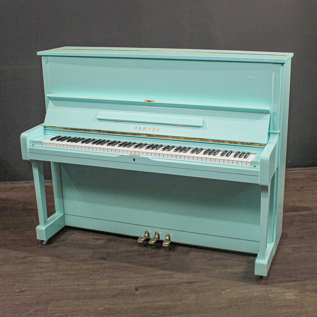Yamaha U1 48'' Studio Upright Piano Polished St Lucia Blue Reconditioned | Upright  Pianos
